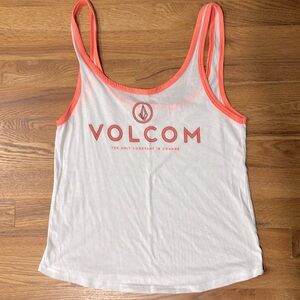 Volcom White and Peach Sleeveless Crop Tank Top